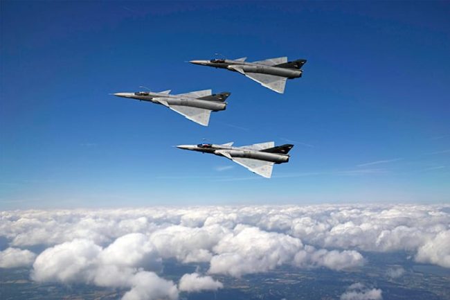 Three of Draken’s refurbished ex-South African Air Force Atlas Cheetah-Cs in Vic formation.