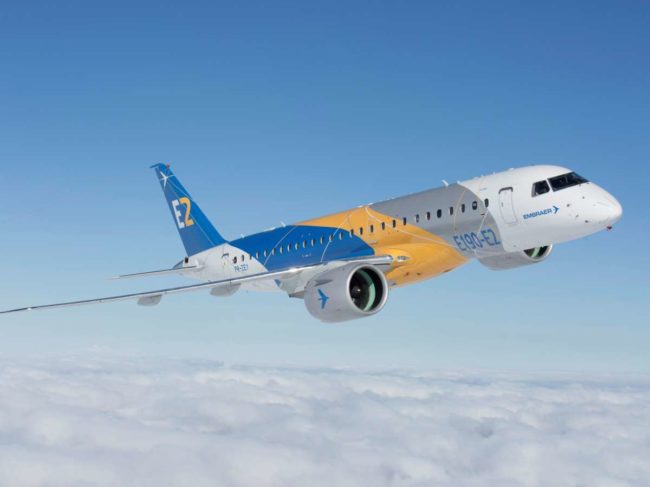 The E2, the key resource in the commercial aircraft joint venture between Embraer and Boeing, which is expected to be completed by the end of this year.
