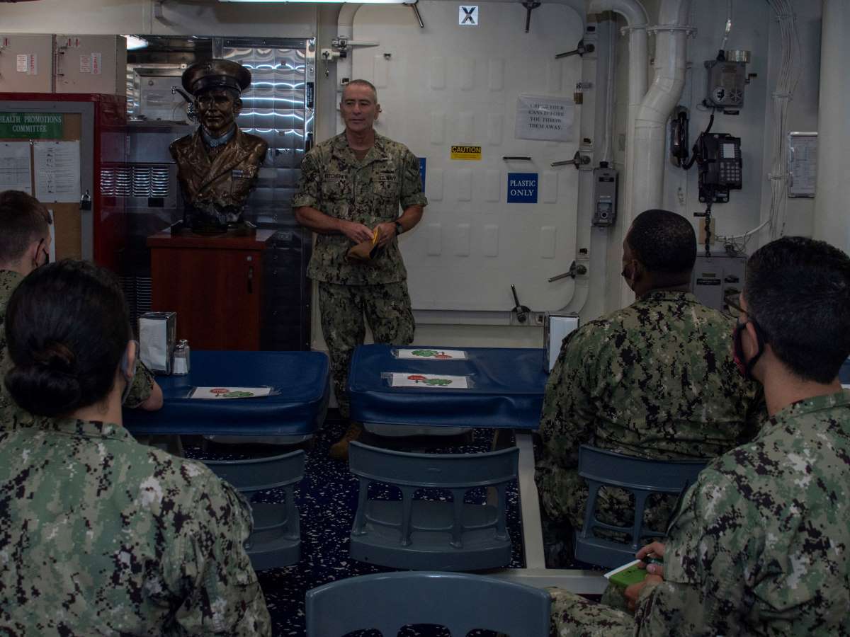 Kitchener speaking to Navy personnel