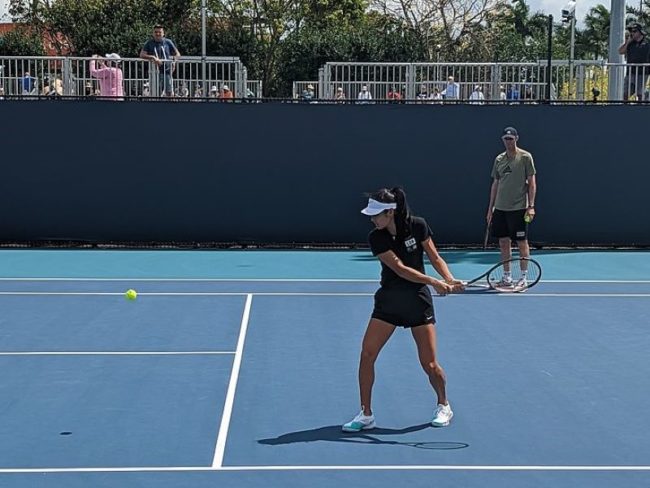Emma Raducanu Practicing at the Miami Open with her then coach Torben Beltz